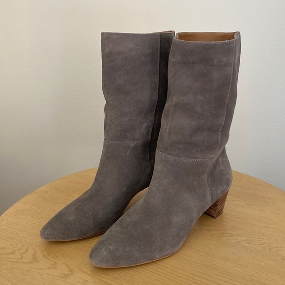 Lucky Brand Shoes - Lucky Brand Grey Suede Slouchy Ankle Women's Size 9.5 Heeled Boot Comfort Bootie